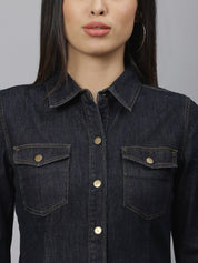 Kotty Women Blue Solid Shirt Dress