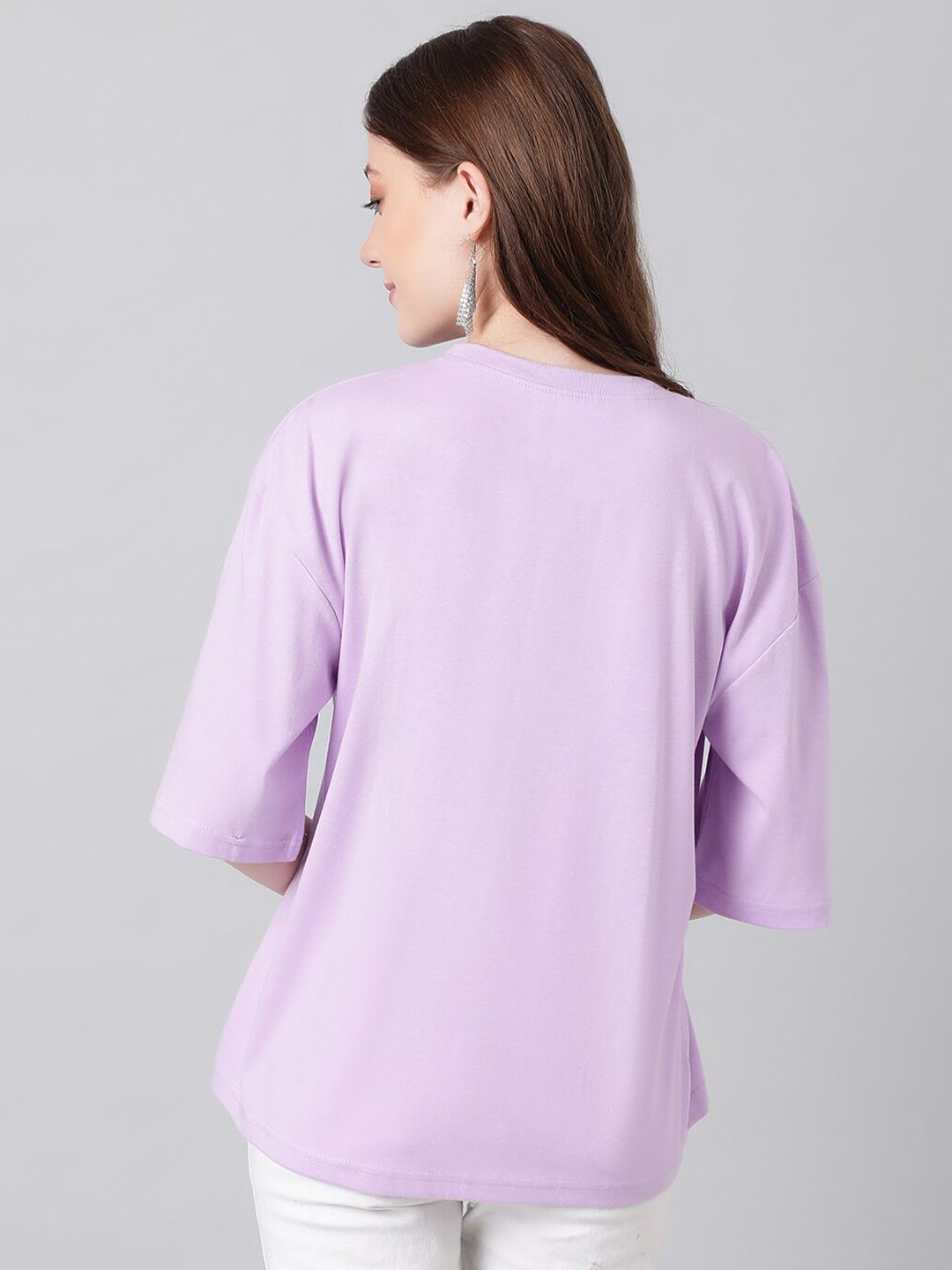 KOTTY Basics Purple Round Neck Oversized T-shirt