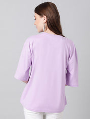 KOTTY Basics Purple Round Neck Oversized T-shirt