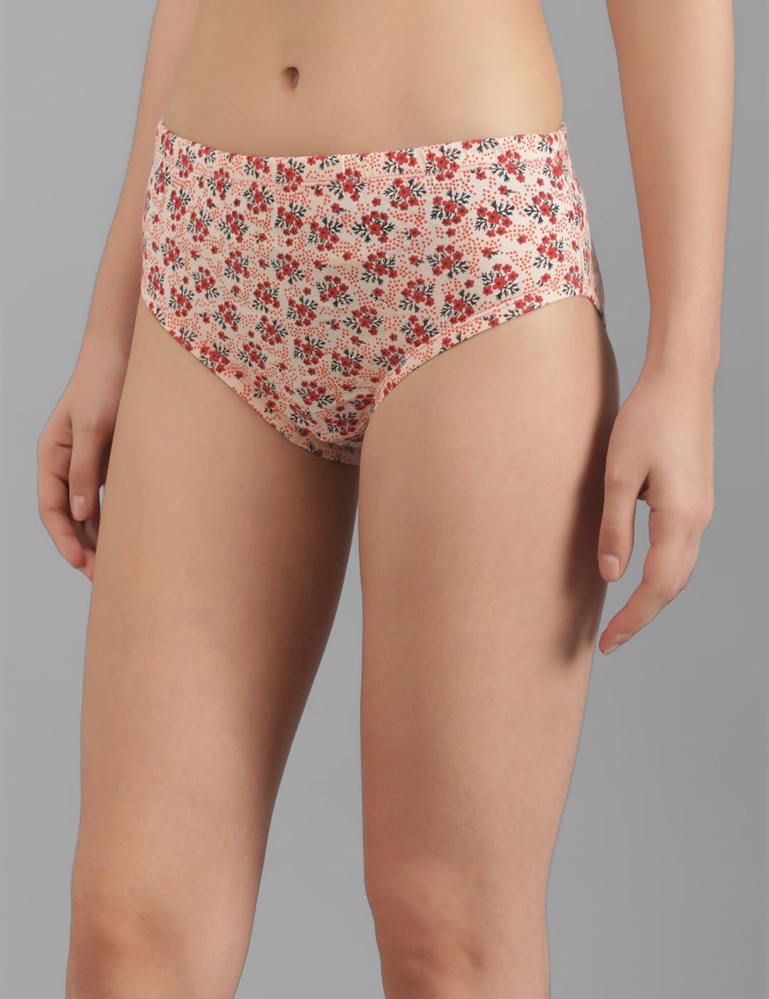 Kotty Women Beige & Red Floral Printed Cotton Hipster Briefs KTTWOMENSPANTY379