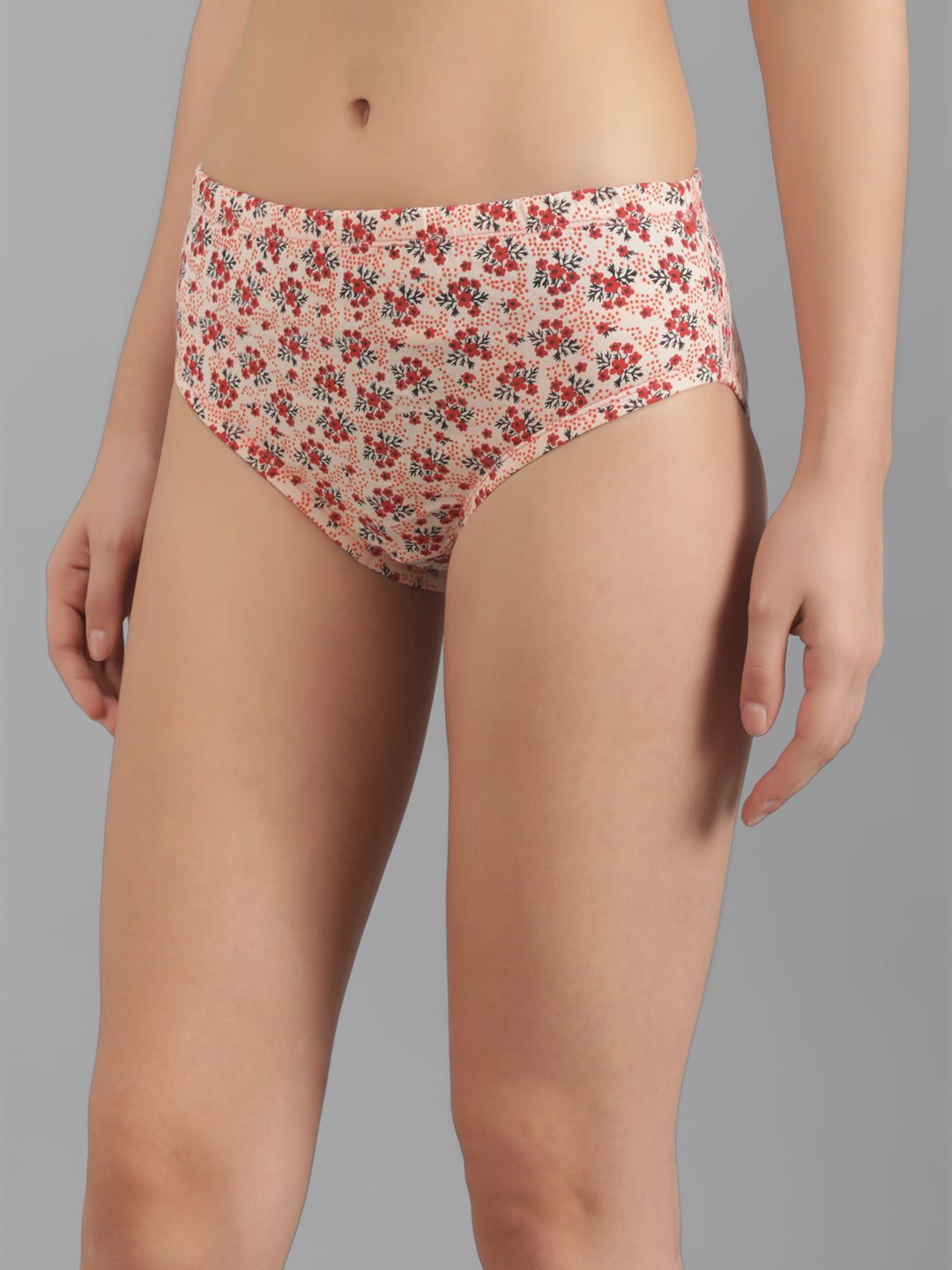 Kotty Women Beige & Red Floral Printed Cotton Hipster Briefs KTTWOMENSPANTY379