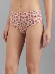 Kotty Women Beige & Red Floral Printed Cotton Hipster Briefs KTTWOMENSPANTY379