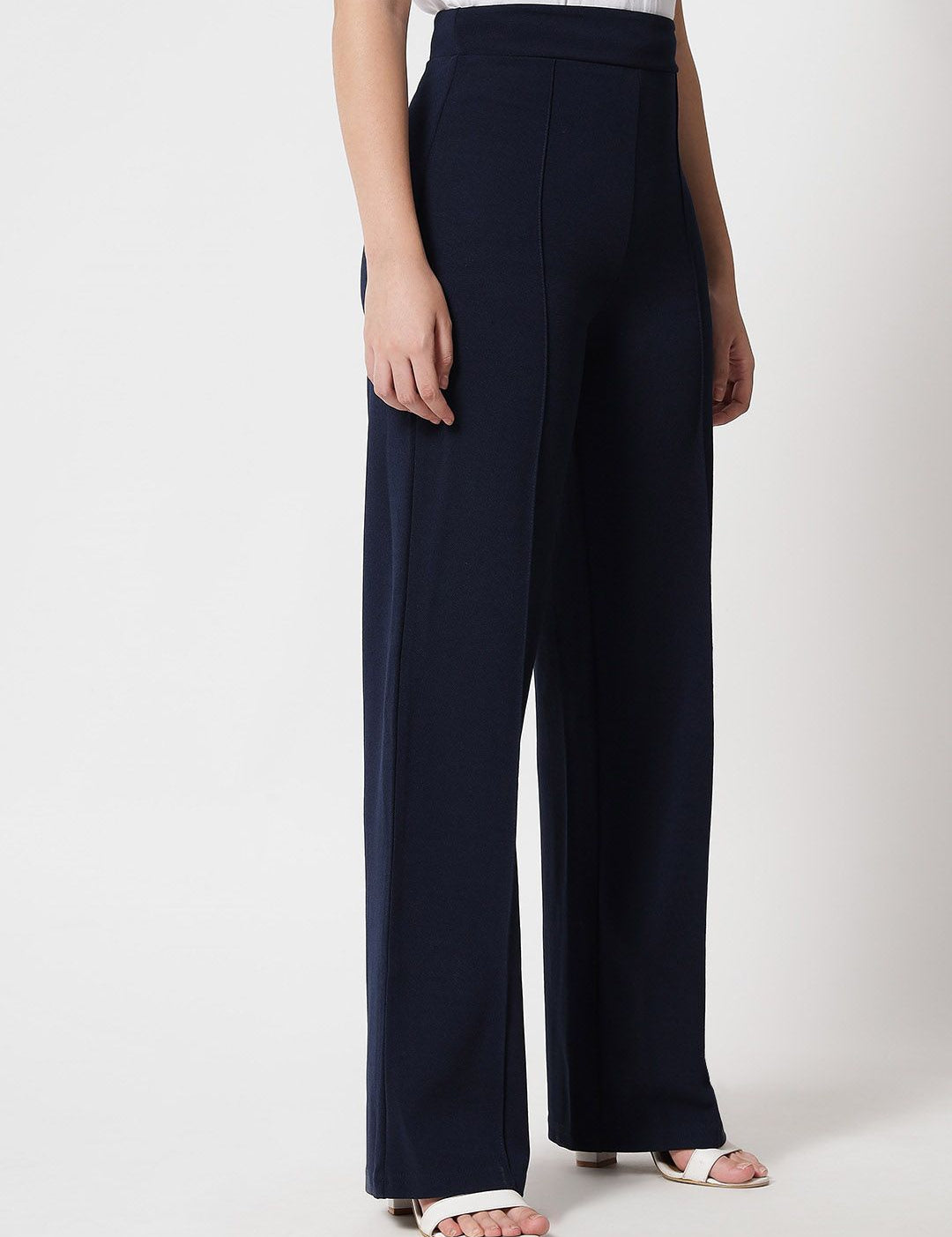 Kotty Women Pack Of 2 Relaxed Straight Leg High-Rise Easy Wash Parallel Trousers