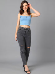 Kotty Women Jean Slim Fit Slash Knee Cotton Stretchable Jeans