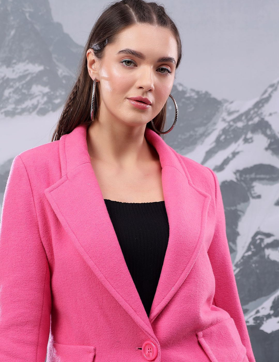 Kotty Women Notched Lapel Single-Breasted Overcoat