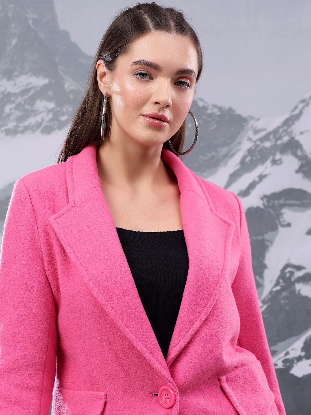 Kotty Women Notched Lapel Single-Breasted Overcoat