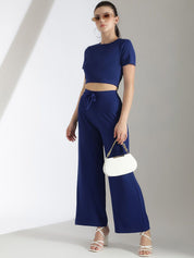 Kotty Blue Round Neck Top With Trouser  