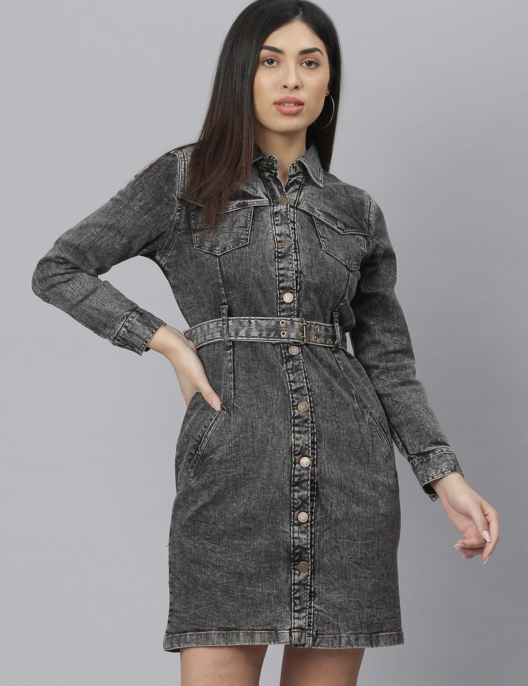 Kotty Women Black Solid Shirt Dress