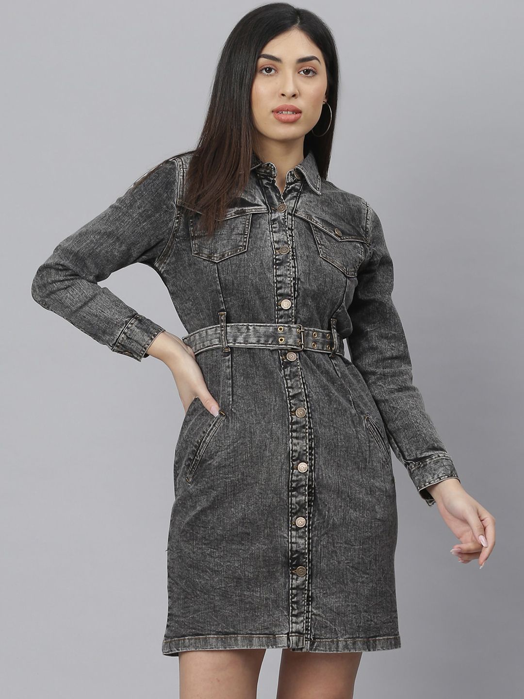 Kotty Women Black Solid Shirt Dress