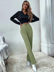 KOTTY BIZwear Women Relaxed Straight Fit High-Rise Easy Wash Trouser