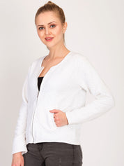 Kotty Women White Self Design Open Front Jacket