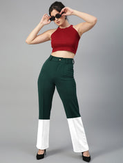 Kotty Women Colourblocked High-Rise Easy Wash Trousers