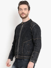 Kotty Men Black Solid Denim Jacket