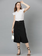 Kotty Polka Dot Print Flutter Sleeve Crepe Top