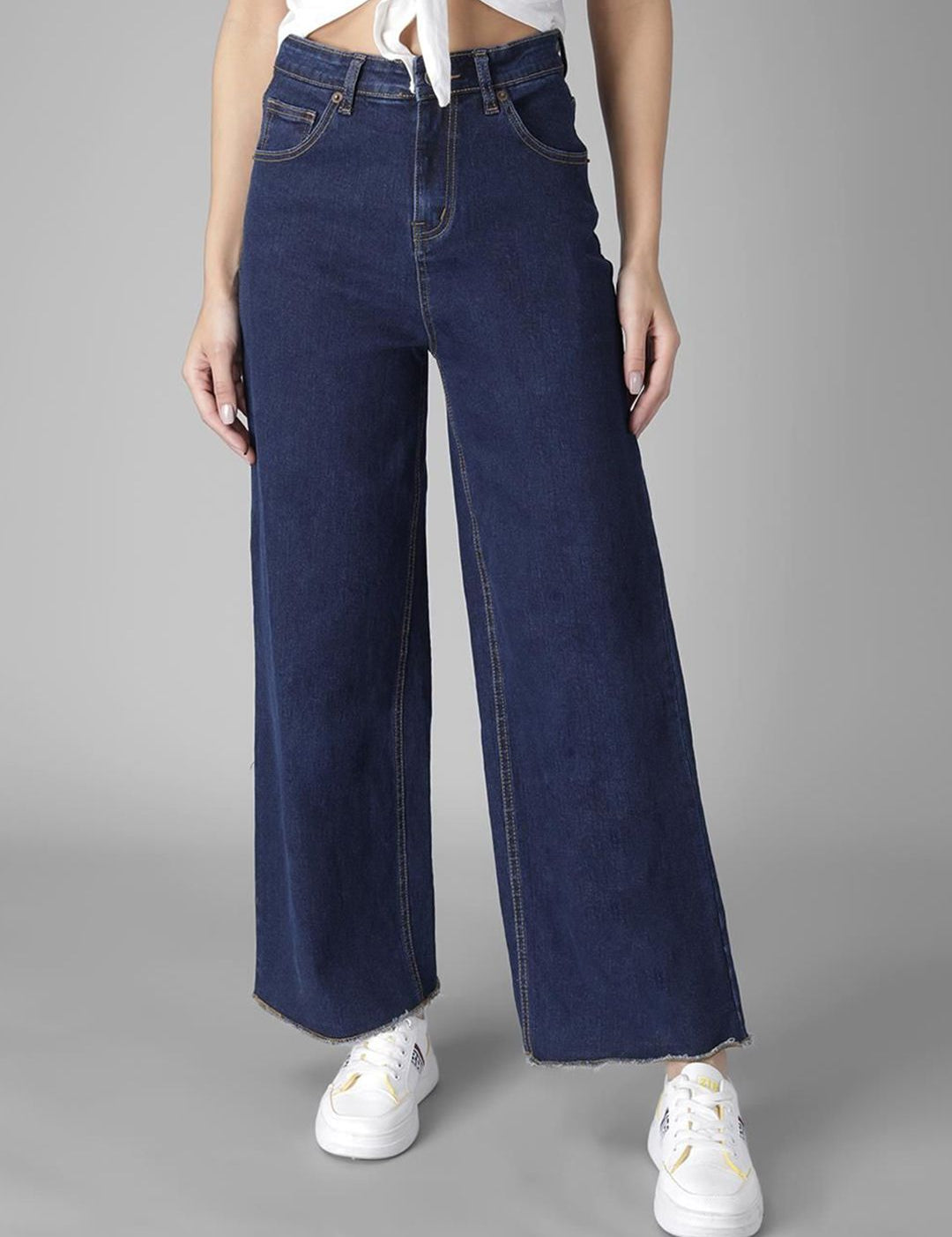 KOTTY Basics Women Wide Leg High-Rise Clean Look Stretchable Jeans