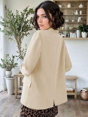 Kotty Beige Notched Lapel Single-Breasted Blazers