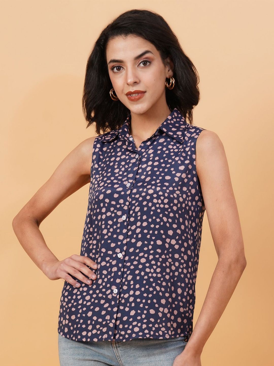 Kotty Blue Graphic Printed Casual Shirt