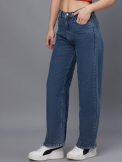 Kotty Women Blue Jean Straight Fit Light Fade Stretchable Jeans