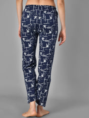 Kotty Women Blue & White Printed Night Suit