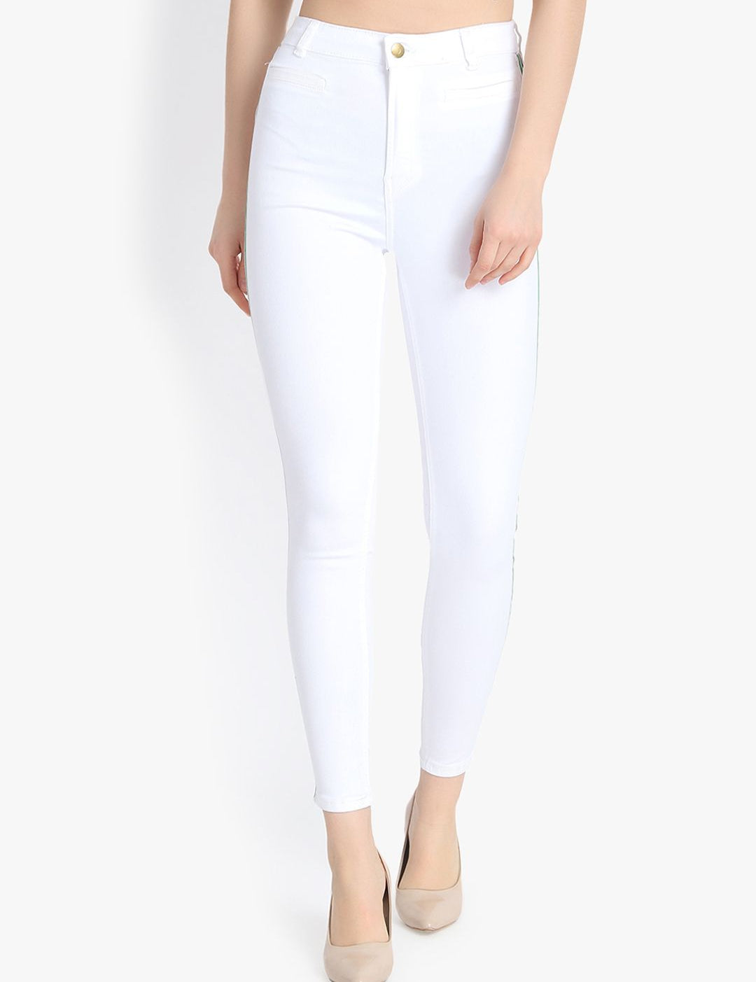 Kotty Women White Skinny Fit High-Rise Clean Look Jeans