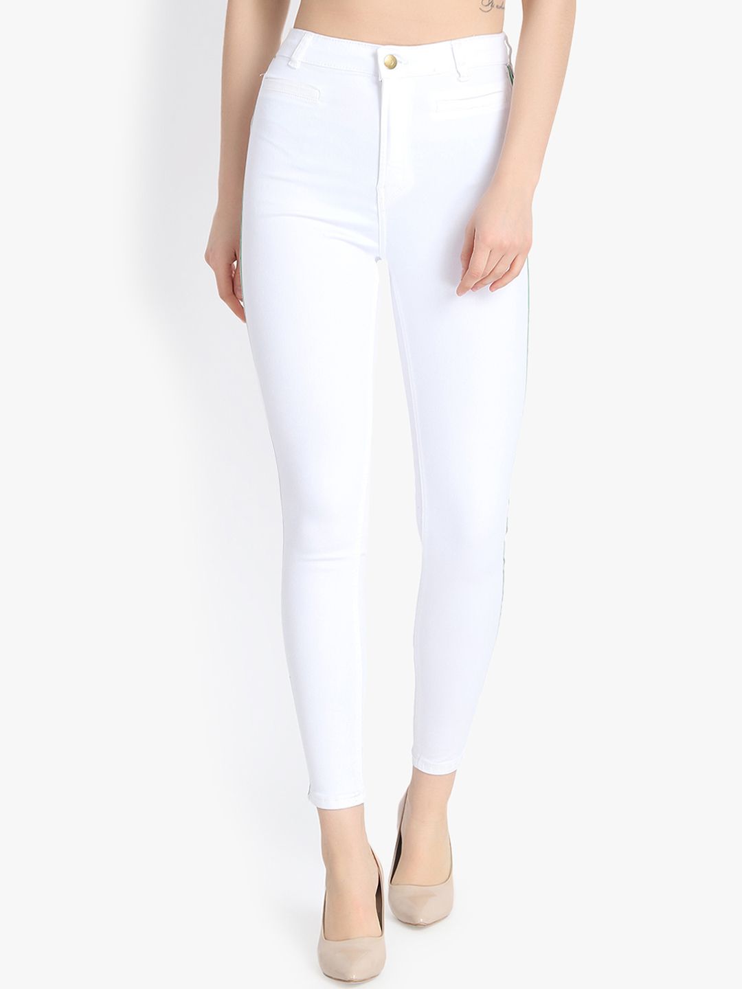Kotty Women White Skinny Fit High-Rise Clean Look Jeans