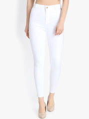 Kotty Women White Skinny Fit High-Rise Clean Look Jeans