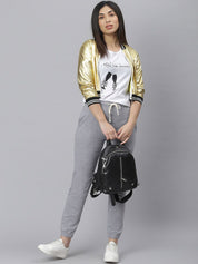 Kotty Women Grey Solid Straight-Fit Joggers