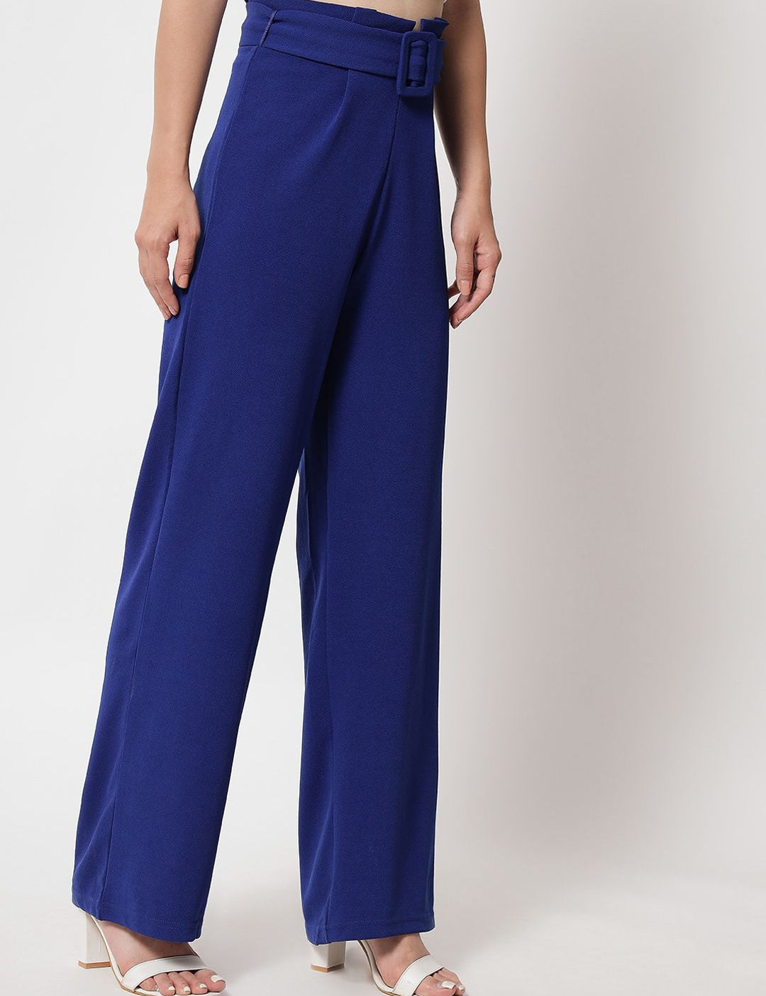 KOTTY BIZwear Women Multicoloured Relaxed Straight Fit High-Rise Easy Wash Pleated Trousers