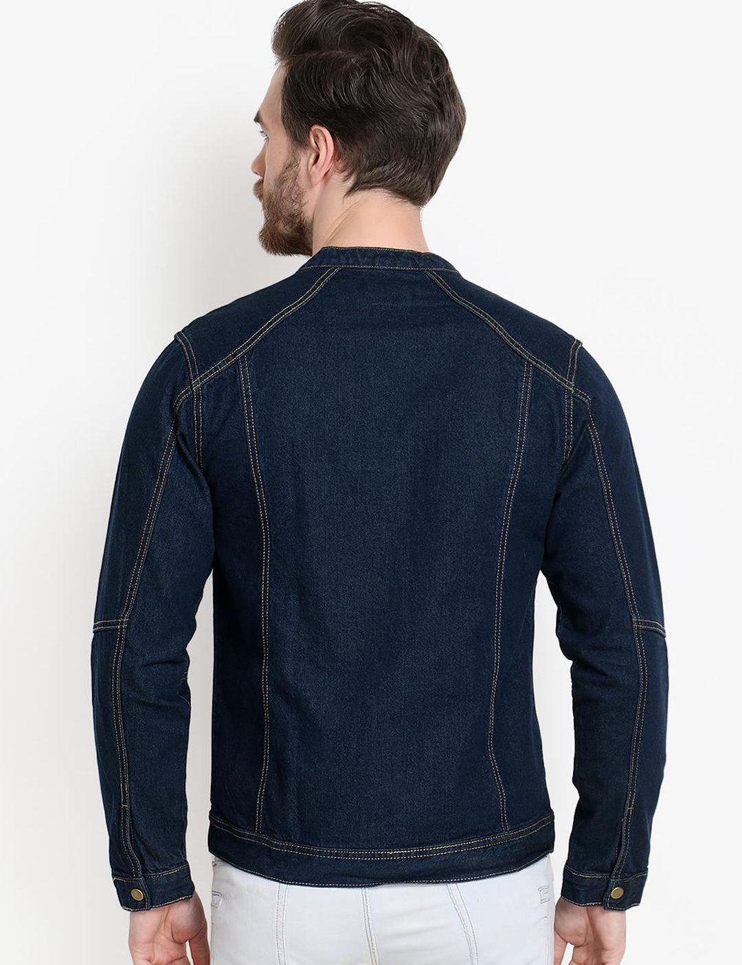 Kotty Men Blue Colourblocked Denim Jacket