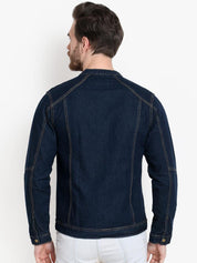 Kotty Men Blue Colourblocked Denim Jacket
