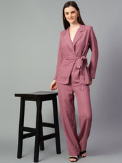 Kotty Purple V-Neck Long Sleeves Coat & Trouser