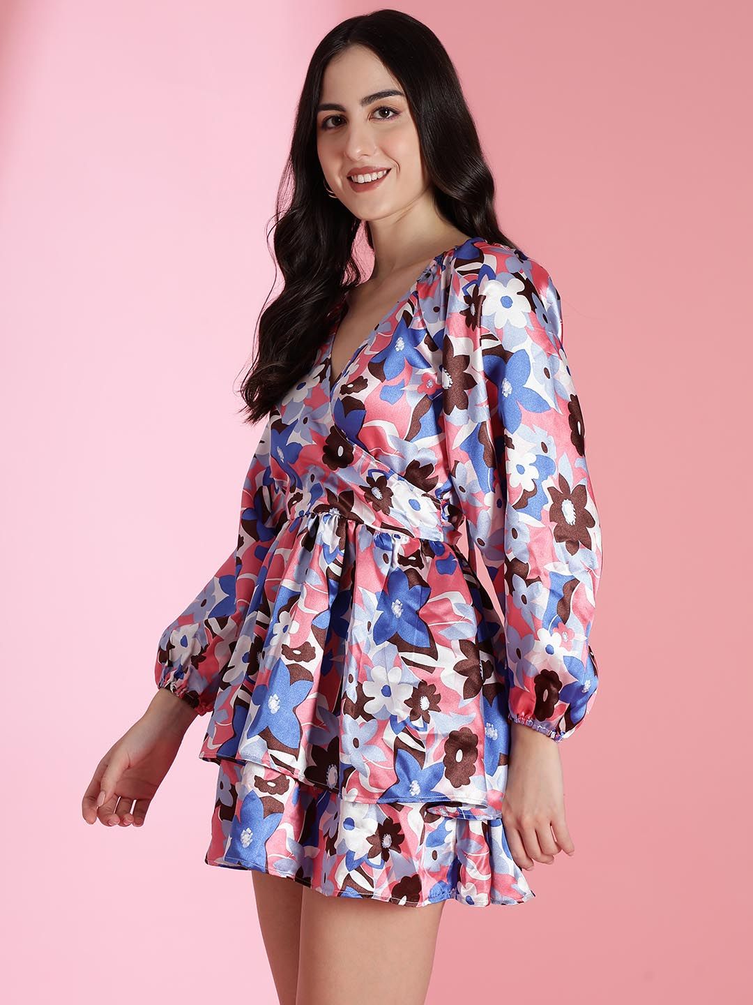 Kotty Women Floral Printed Puff Sleeve Fit & Flare Dress