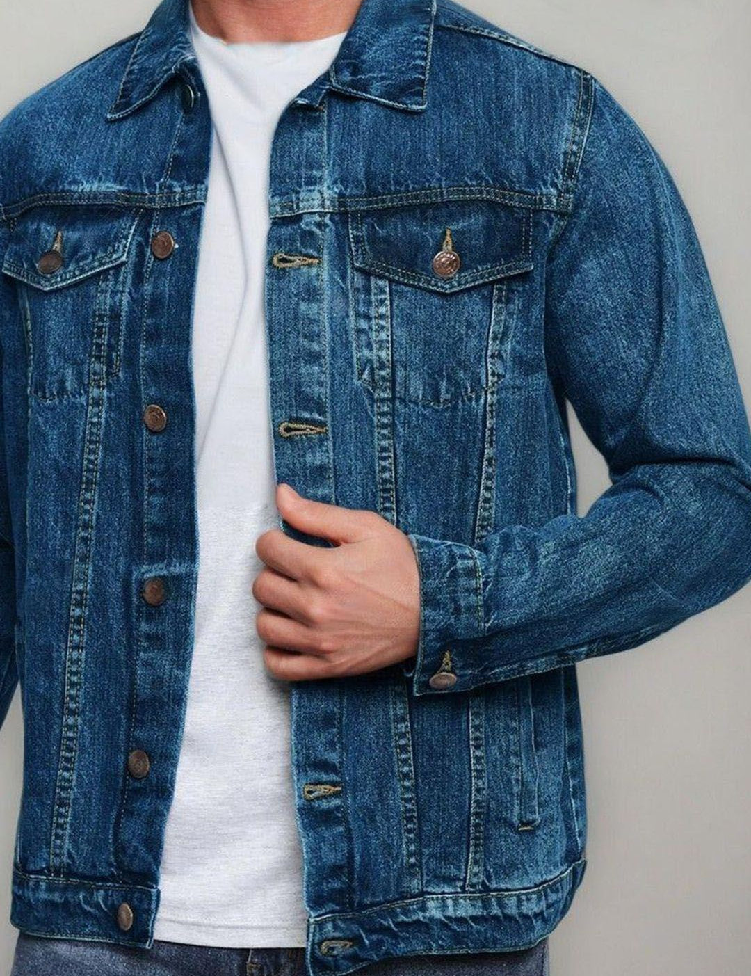 Kotty Men Solid Denim Jacket