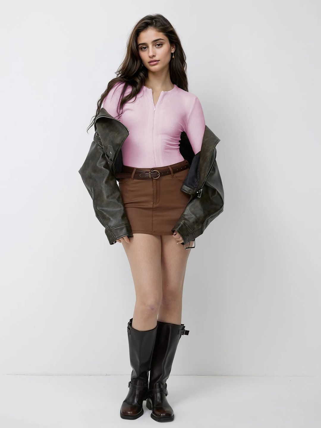 Kotty Women V-Neck Long Sleeves Fitted Top