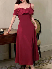 Kotty Women Shoulder Straps A-Line Midi Dress