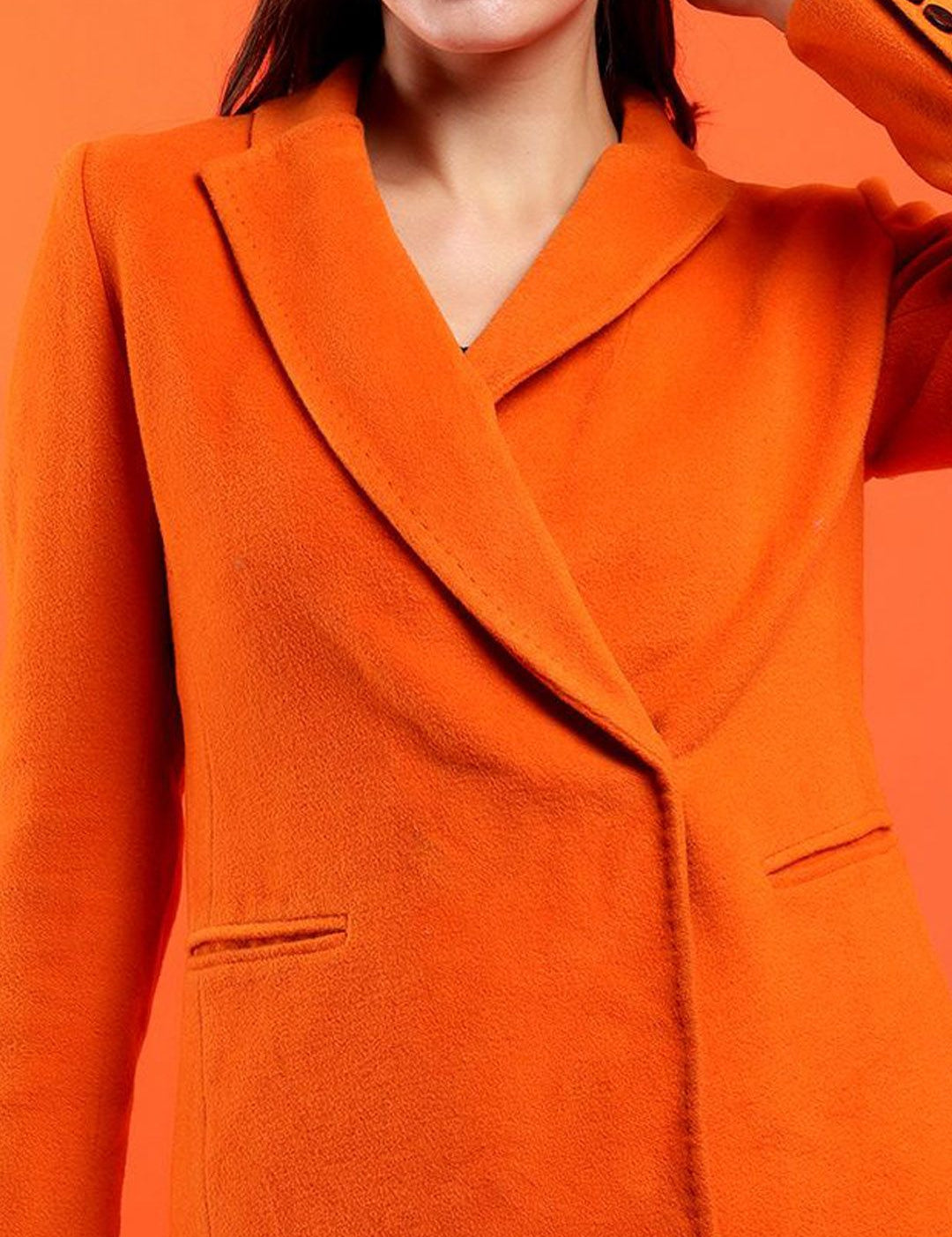 Kotty Solid Shawl Collar Longline Overcoat