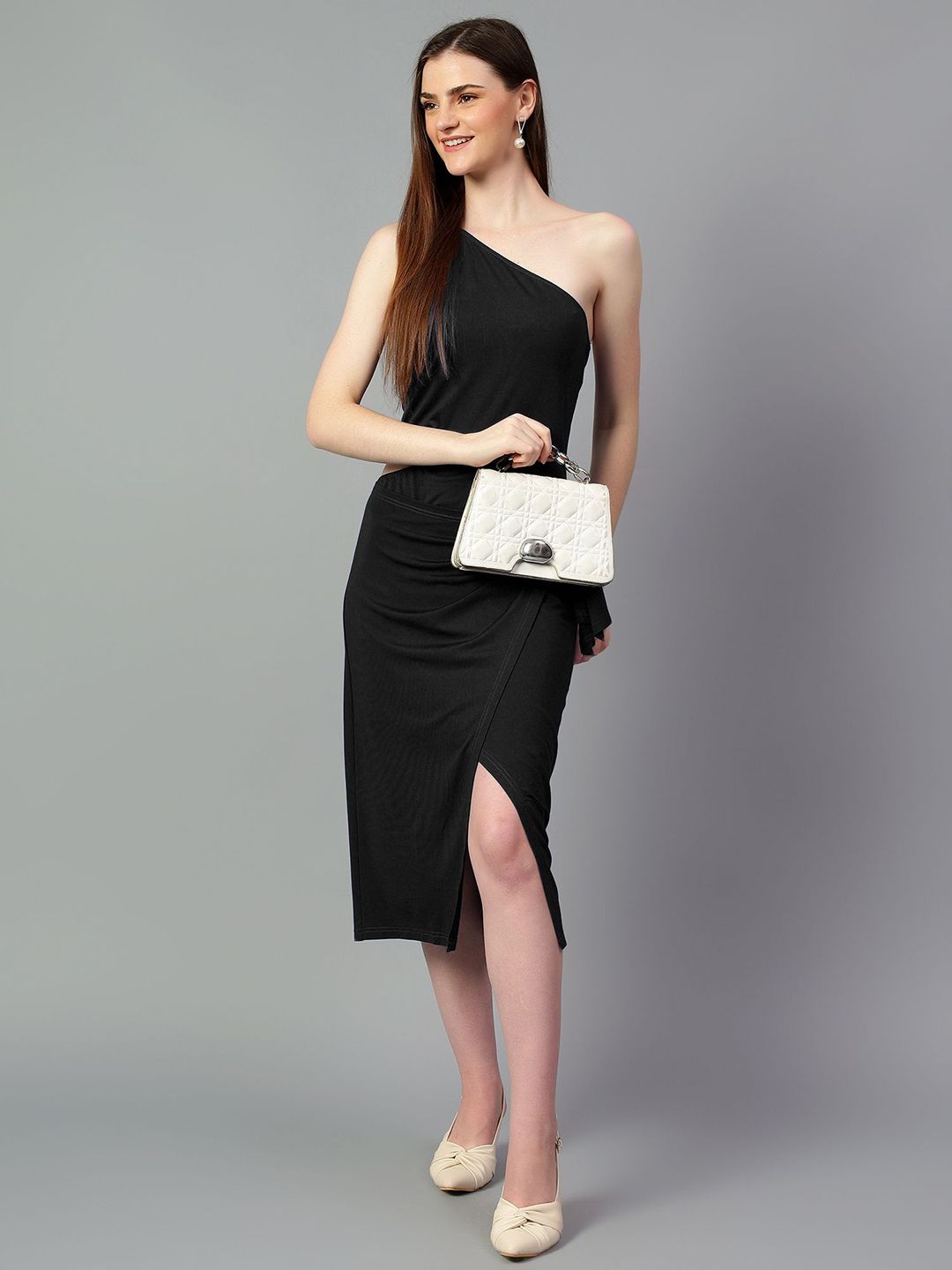 Kotty One Shoulder Sheath Midi Dress