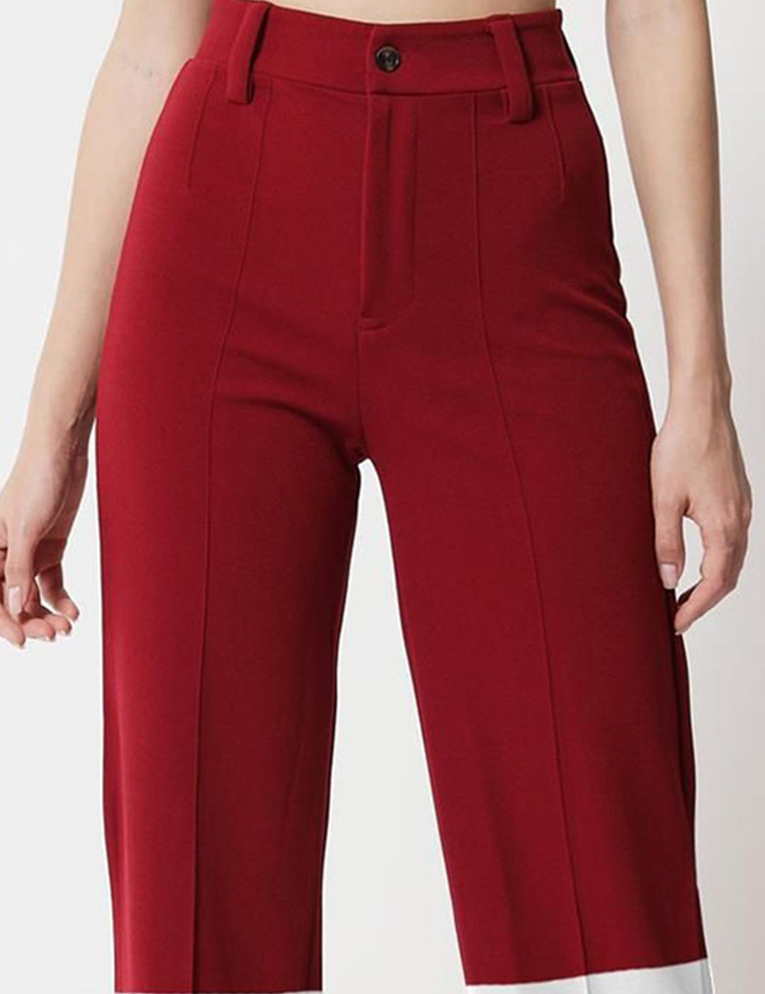 Kotty Women Colourblocked Regular Fit High-Rise Easy Wash Trousers