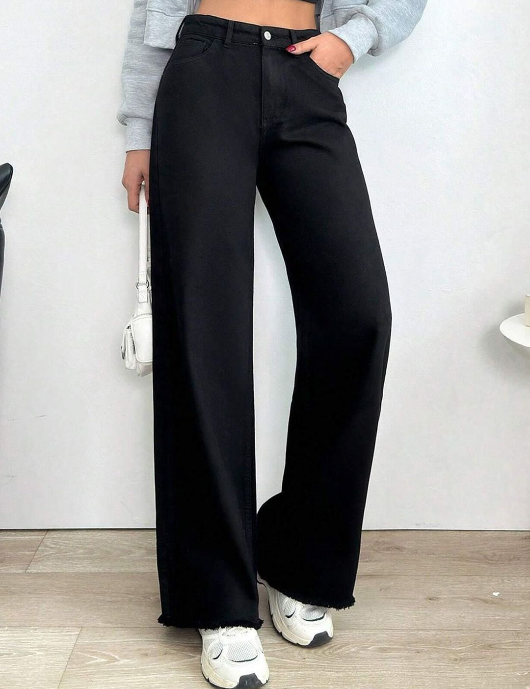 Kotty Women Jean Wide Leg High-Rise Stretchable Cotton Jeans