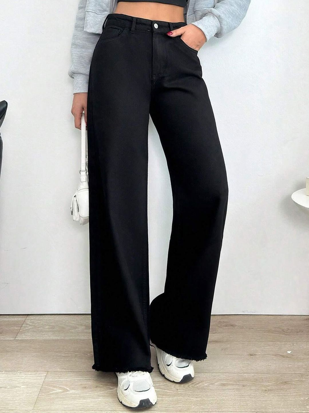 Kotty Women Jean Wide Leg High-Rise Stretchable Cotton Jeans