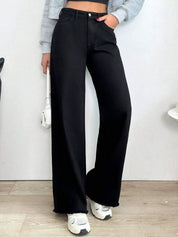 Kotty Women Jean Wide Leg High-Rise Stretchable Cotton Jeans