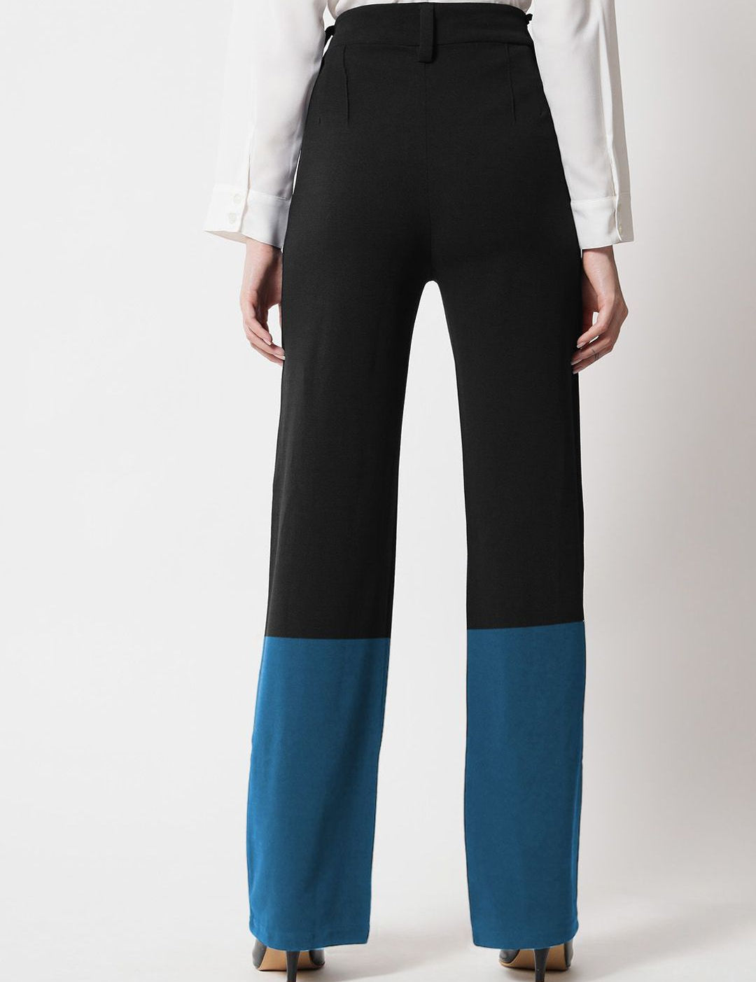 Kotty Women Colourblocked High-Rise Easy Wash Trousers