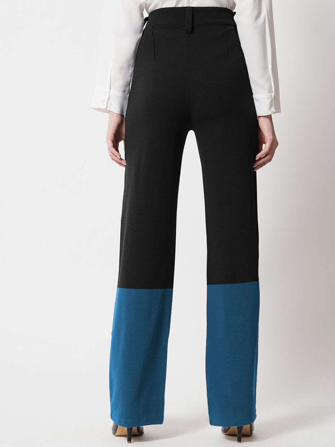 Kotty Women Colourblocked High-Rise Easy Wash Trousers