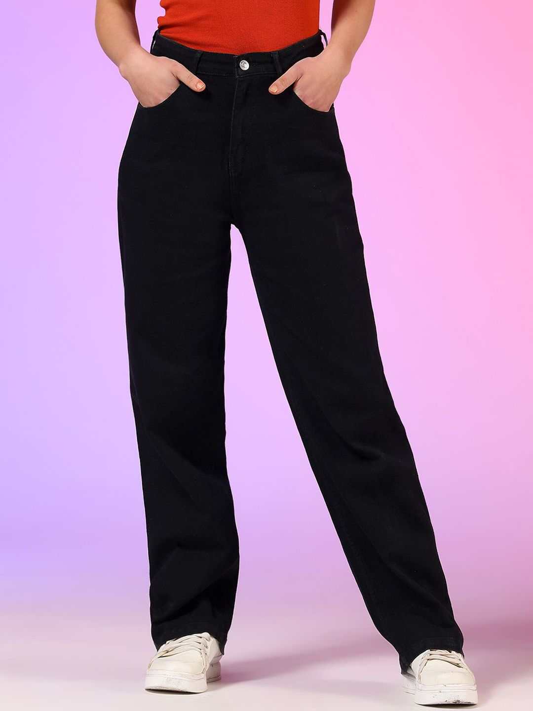 Kotty Women Straight Fit High-Rise Stretchable Jeans