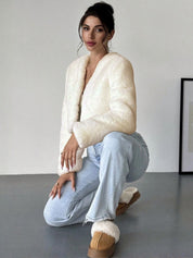 Kotty Women Woollen Crop Open Front Jacket