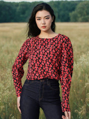 Kotty Women Round Neck Floral Printed Top