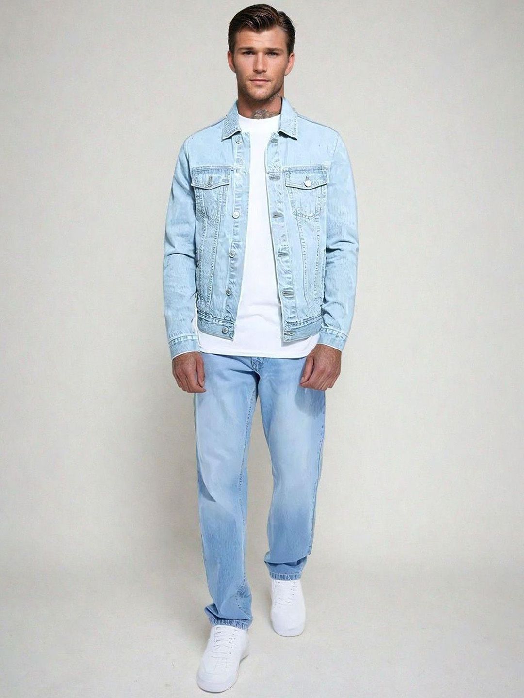 Kotty Men Solid Denim Jacket