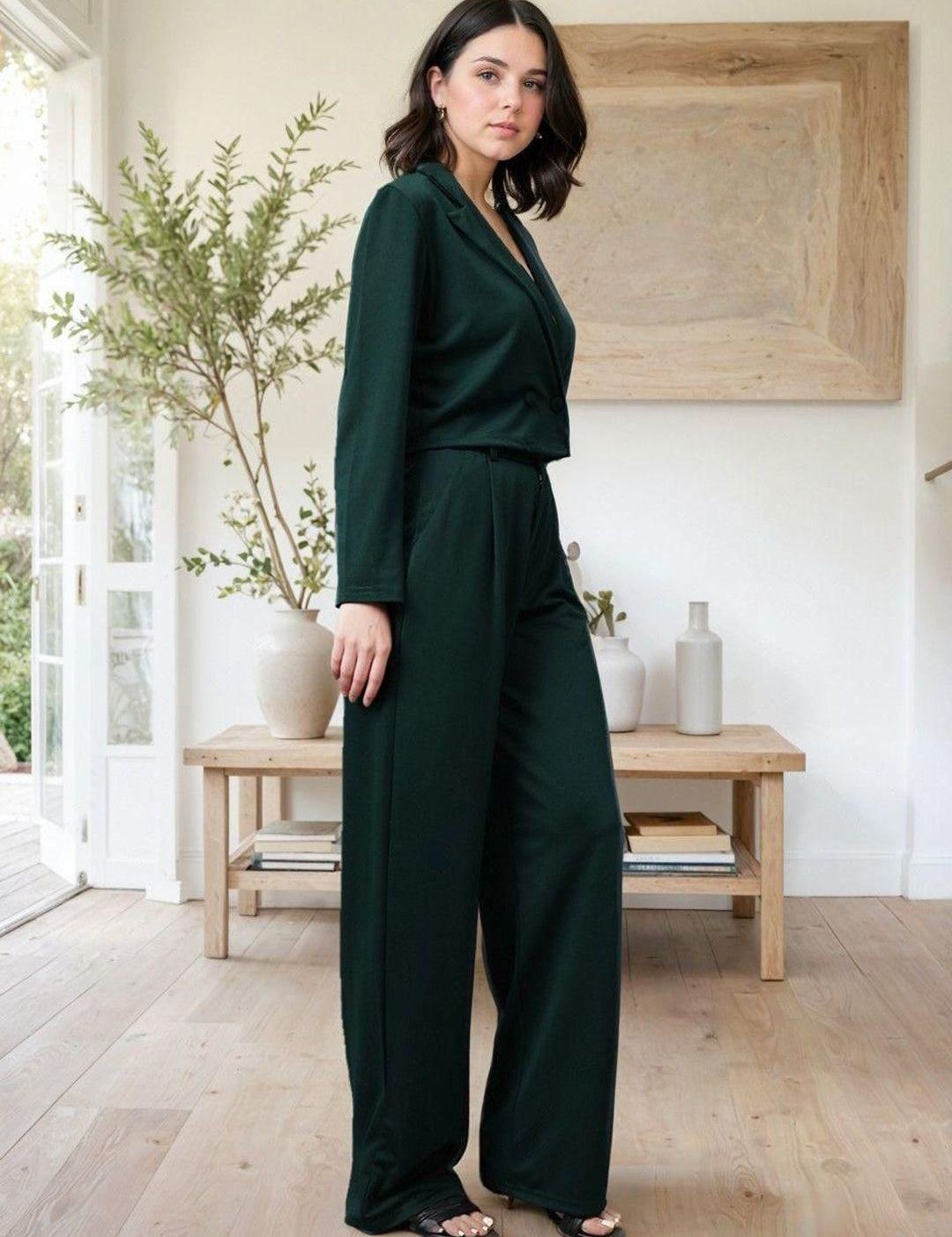 Kotty Lapel Collar Long Sleeves Coat With Trouser 