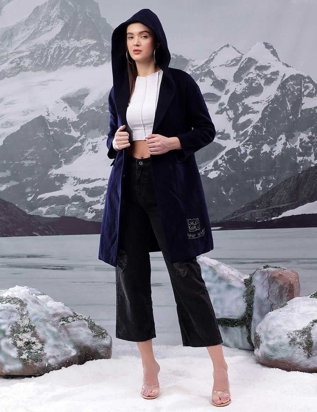 Kotty Women Shawl Collar Hooded Overcoat