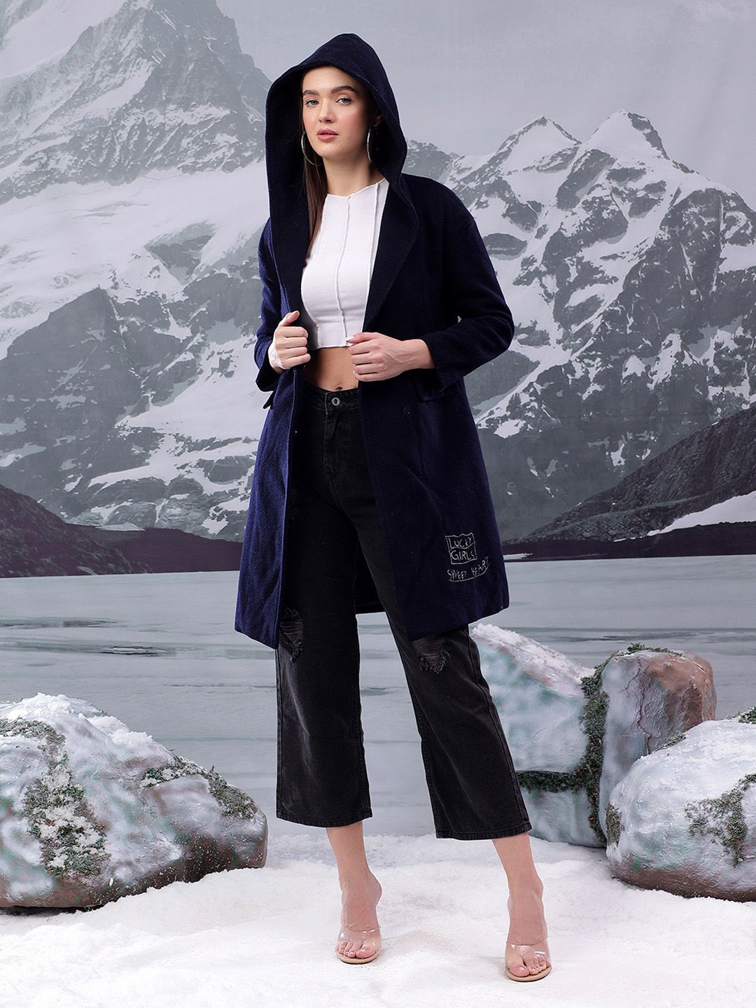 Kotty Women Shawl Collar Hooded Overcoat